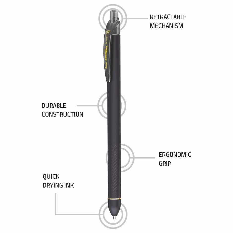 Pentel BL437R1 Energel Click Single Black Body Black Ink