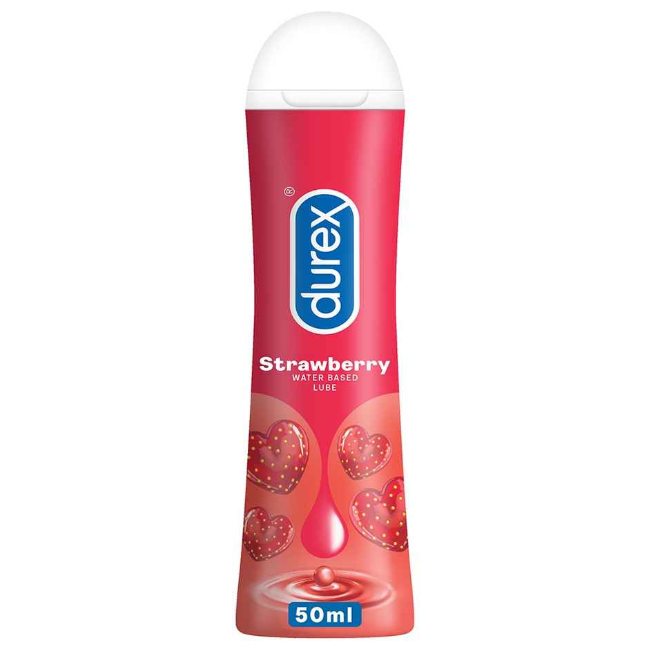 Durex Intense Vibe Ring Massager For Men & Women (1pc) & Durex Lube - Strawberry - Flavoured Lubricant (50ml) Combo