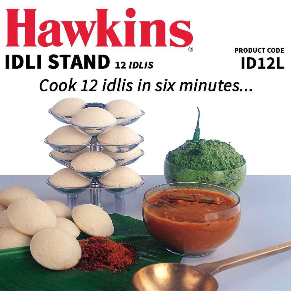 Hawkins Idli Stand For 5 Litre Cooker 12 Idli Pan For 5 Litre And Bigger Pressure Cookers - Silver