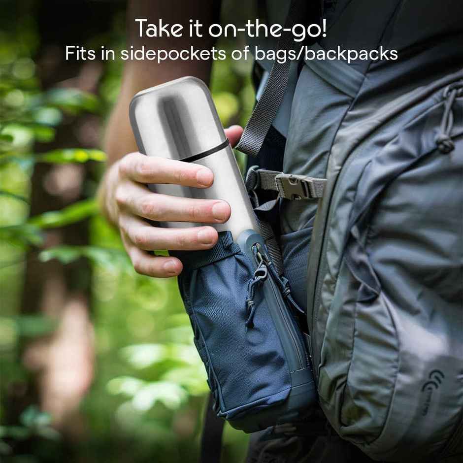 Borosil Thermo BIS Approved Stainless Steel Bottle with Bag | Black | 750 ml