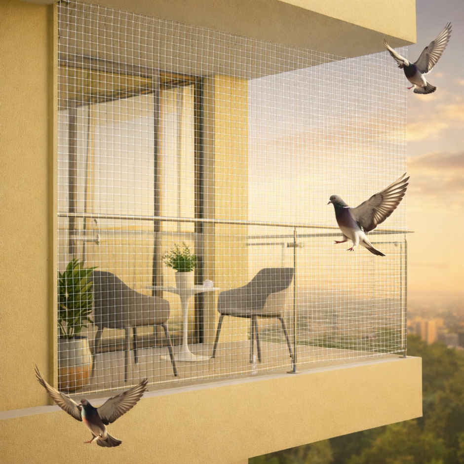 Nurturing Green Anti Bird Net | White Mesh Pigeon Net | Protection for Home, Balcony - 8 x 10 ft