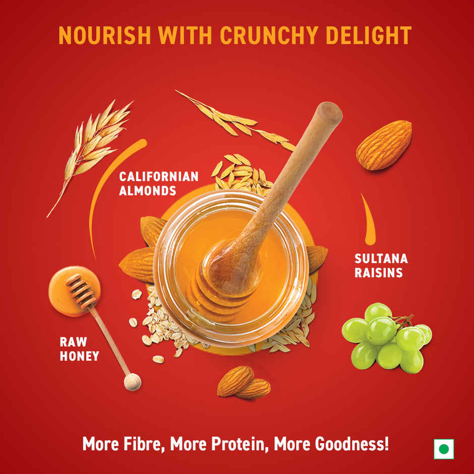 Bagrry's Crunchy Muesli with Almonds, Raisins & Honey(40% Oat Clusters)