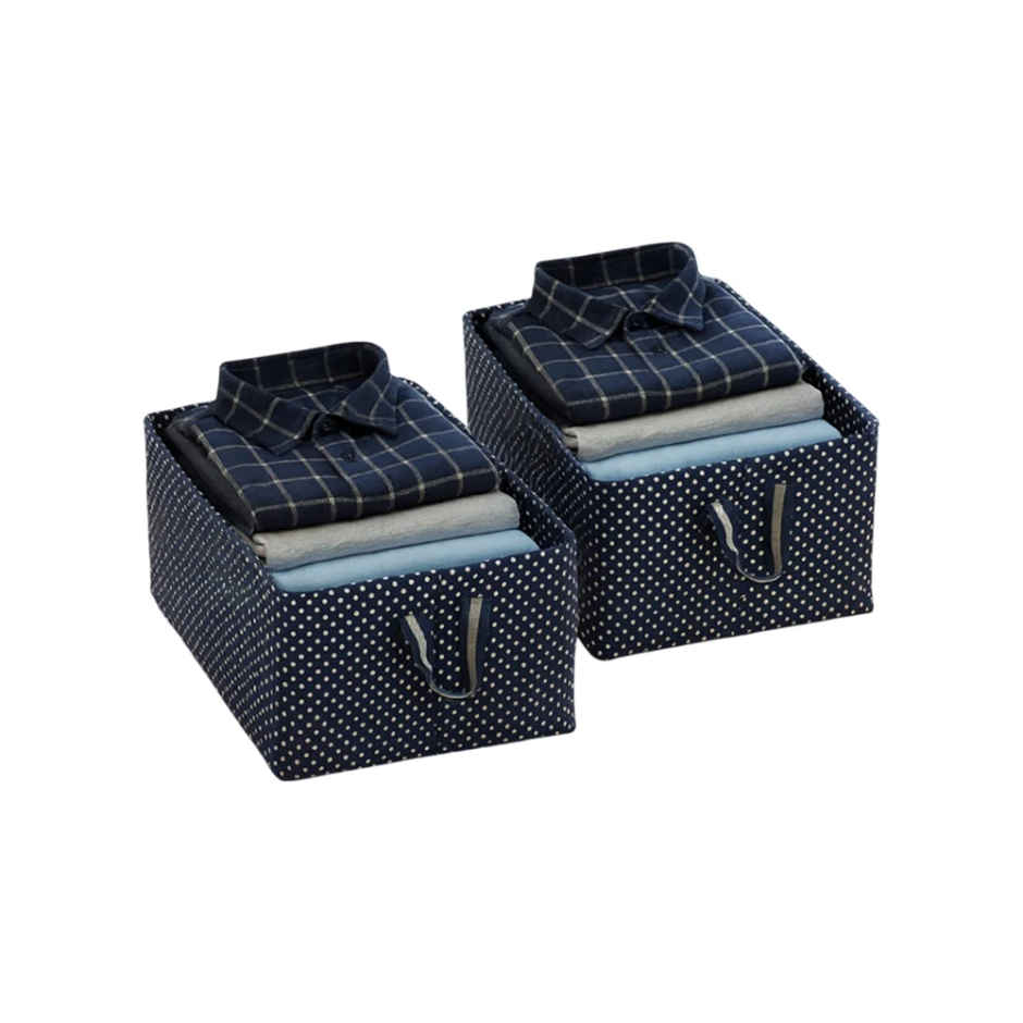 Zedak Metal Frame Fabric Foldable Cloth Organizer | Blue & White