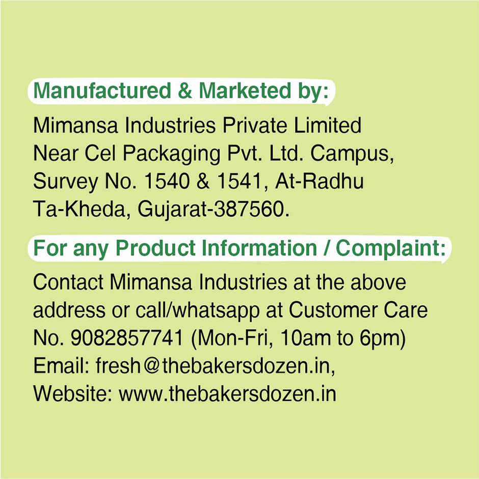 The Baker's Dozen Vanilla Cake | Eggless cake | Tea Cake | Zero Palm Oil | Zero Trans Fat | Combo