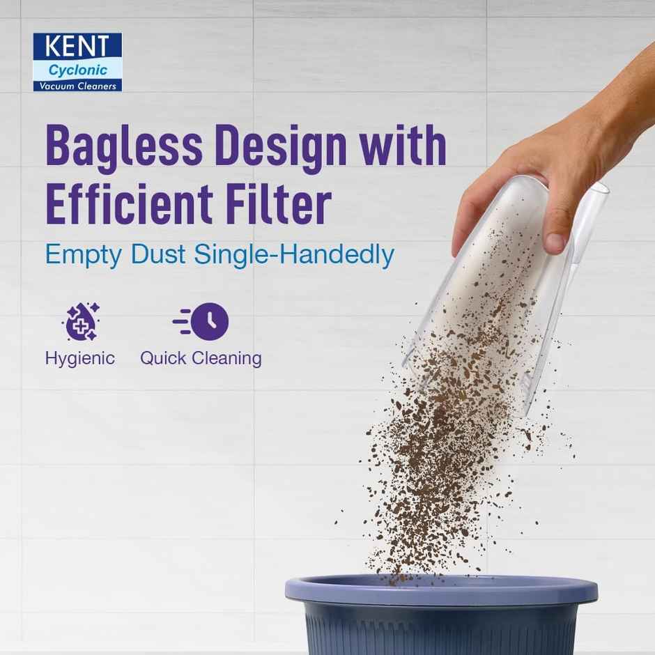 Kent Duster Hepa Filter Vacuum Cleaner 600 W|cyclone5 Technology|purple & Black