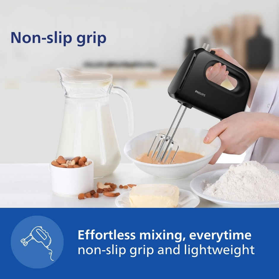Philips Hr3705/10 300 Watt Lightweight Hand Mixer, Blender With 5 Speed Control Settings