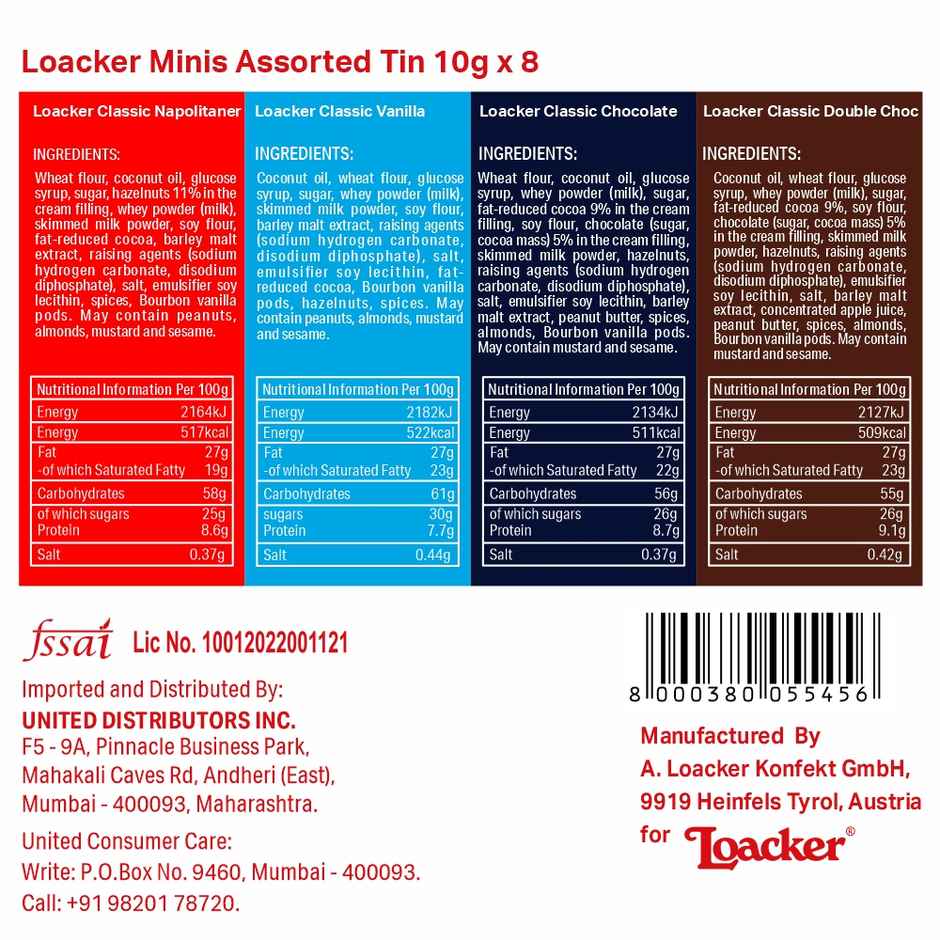 Loacker Minis Assorted Wafer Cookies with Tin