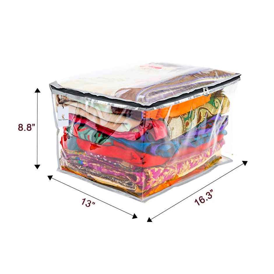 Kuber Industries (Pack of 2) Clothes Organizer For Wardrobe | Saree | Shirts | Transparent | Silver