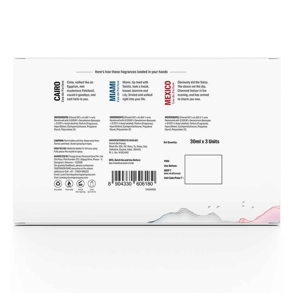 Bombay Shaving Company Long Lasting Wanderlust Perfume Gift Kit For Men | Pack Of 3