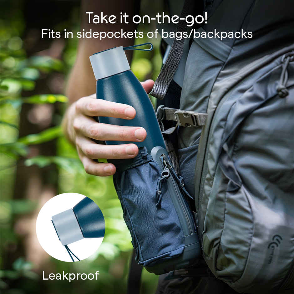 Borosil Duomate Double Wall Vacuum Insulated Stainless Steel Bottle | Blue | 900 ml