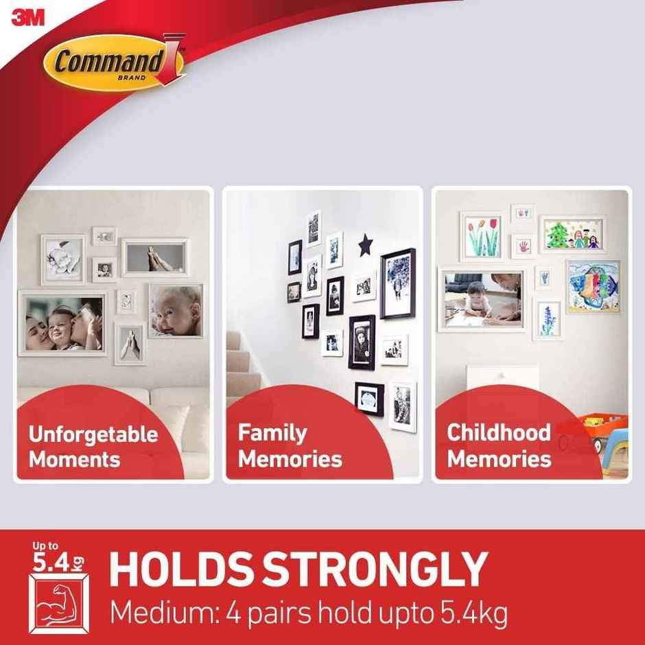 Command Picture Hanging Strips | Medium, Capacity | 5.4Kg