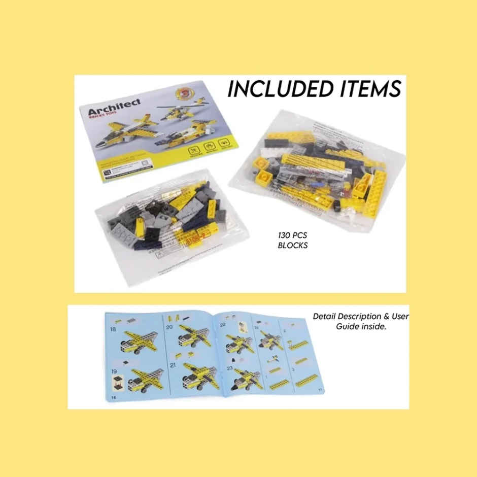 Fablue 3 in 1 Airplane Architect Building Blocks Toy Set for Kids