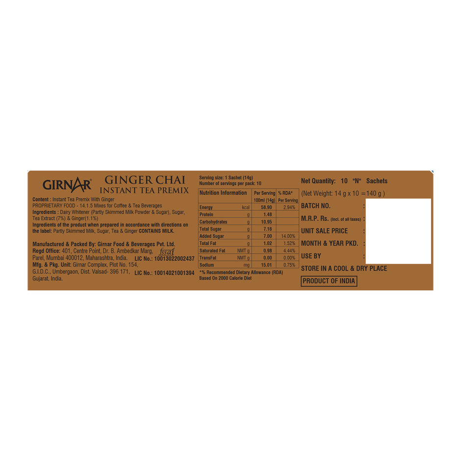 Girnar Ginger Chai Instant Tea Premix