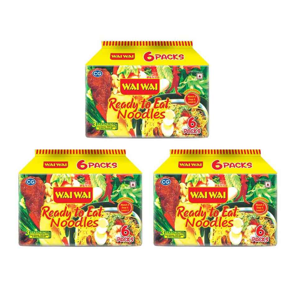 Wai Wai Ready to Eat Noodles, Chicken Masala Pack | 6 in 1 Combo