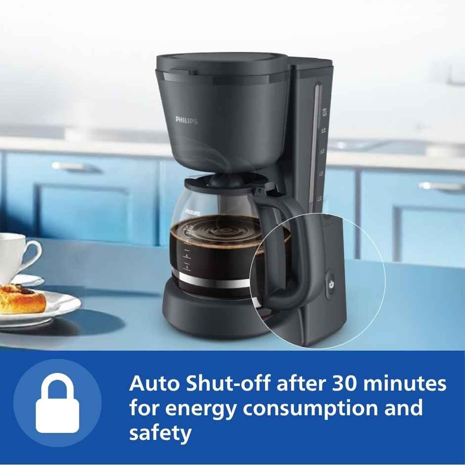 Philips Hd7430/90 1.25L Drip Coffee Maker, Capacity 1.25L, Auto shutt off after 30mins - Charcoal Grey