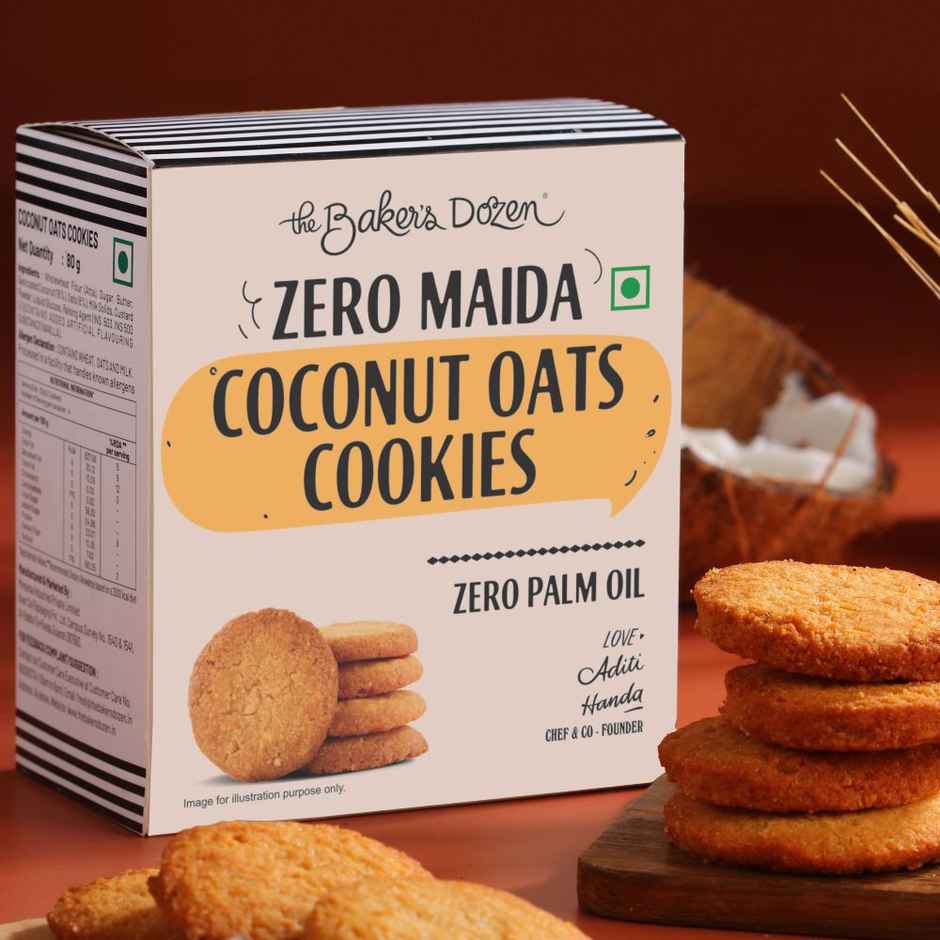 The Baker'S Dozen Wholewheat Banana Walnut Cake (150g) & The Baker'S Dozen Zero Maida Coconut And Oats Biscuits Cookies | Maida-Free And Trans Fat-Free (80g) Combo