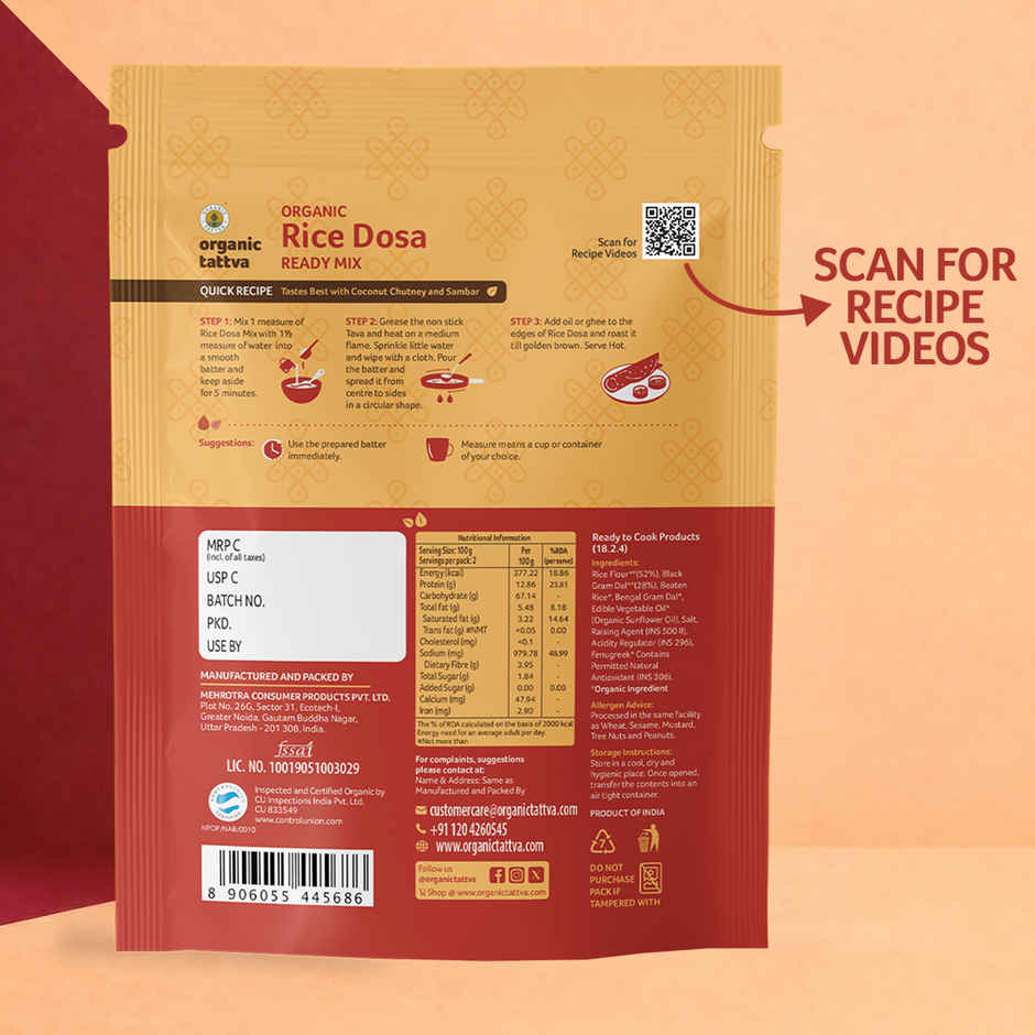 Organic Tattva Rice Dosa Ready Mix