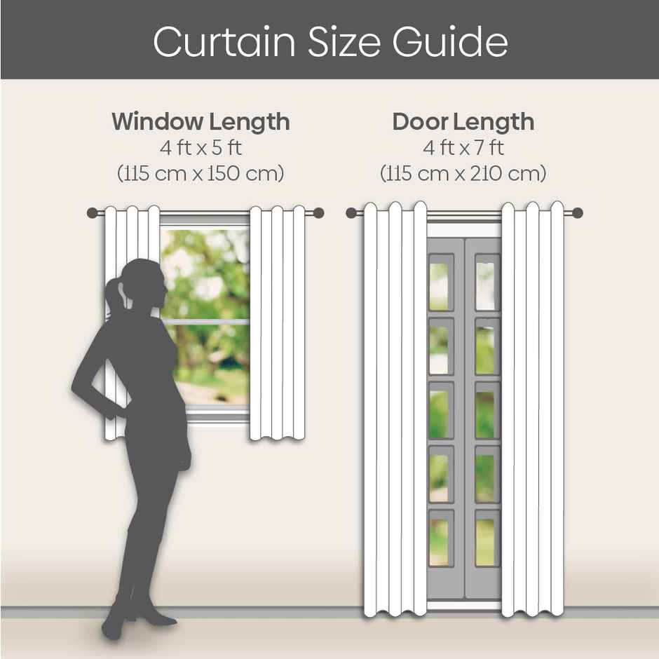 Haus & Kinder 100% Cotton Set Of 2 Door Curtains, Eyelet Rings - Floral Clusters