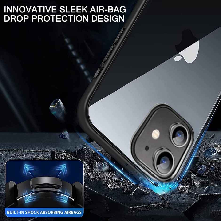 ExpressB for iPhone 12 | 12 Pro Case Cover Anti-Scratch Camera Protect PC + TPU Transparent - Black