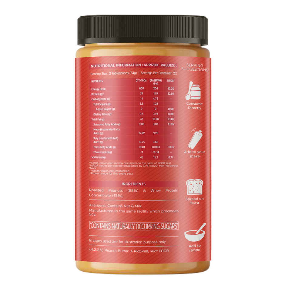 MuscleBlaze High Protein Natural Peanut Butter (Crunchy) Combo
