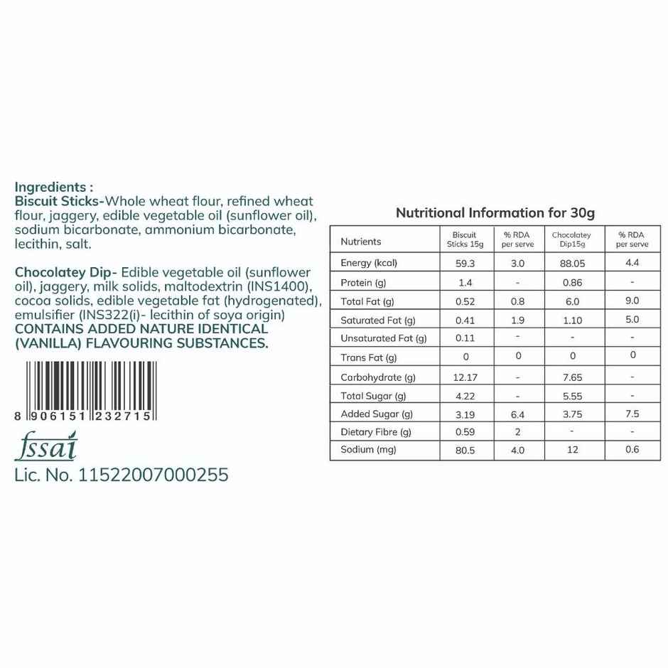 Snackible Biscuit Sticks | with Chocolatey Dip | Made with Jaggery