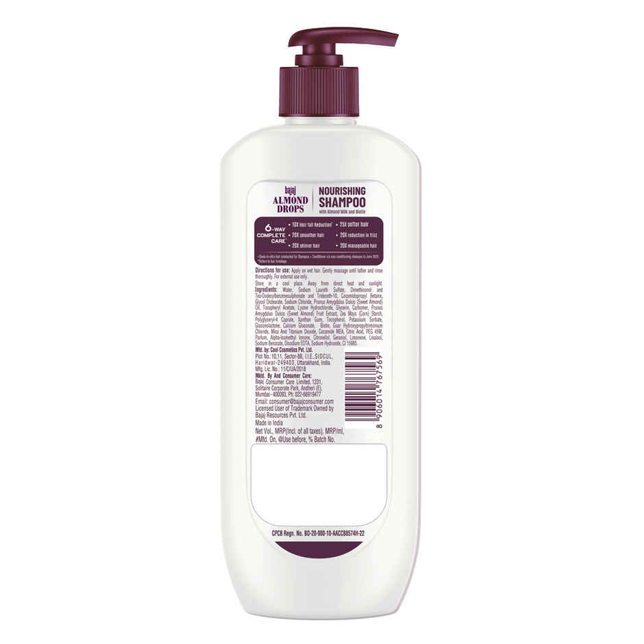 Bajaj Almond Drops Nourishing Shampoo | Almond Milk & Biotin | 10 x Hairfall Reduction