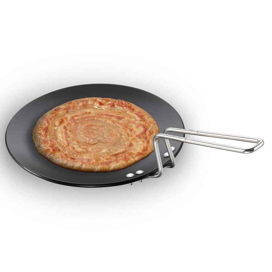 Hawkins Futura 28 Cm Tava Hard Anodised Non - Induction Tawa With Stainless Steel Handle - Black