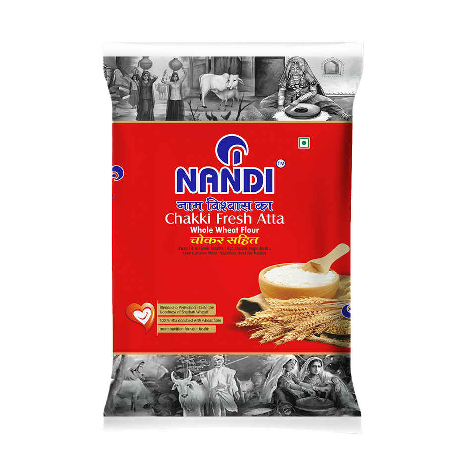 Nandi Chokar Sahit High Fibre Atta (0% Maida) Sharbati Blend