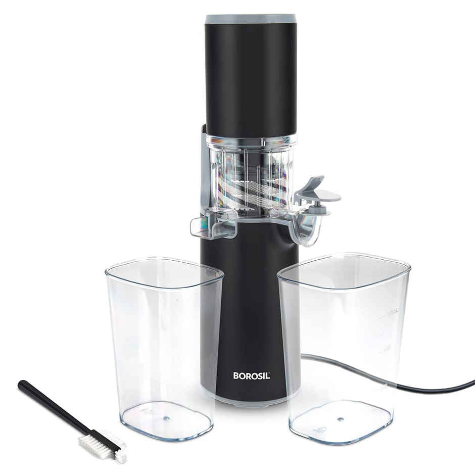 Borosil Easy Juice Cold Press Slow Juicer | 130W | Less Oxidation | For Fruits & Vegetables - Black