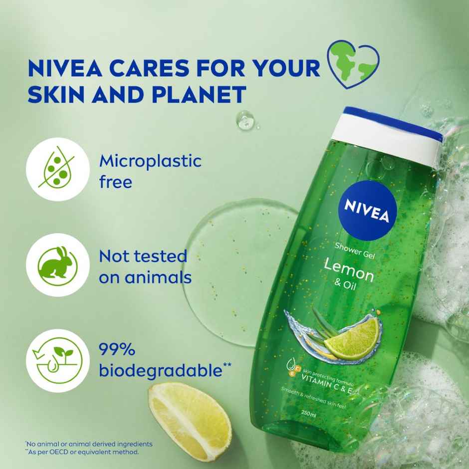 Nivea Frangipani & Oil Shower Gel (250ml) & Nivea Waterlily & Oil Shower Gel (250ml) & Nivea Shower Gel Lemon & Oil (250ml) Combo