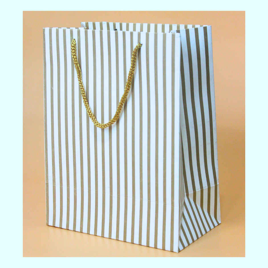 SE7EN Lines Design Gifting Paper Bag | Golden - M