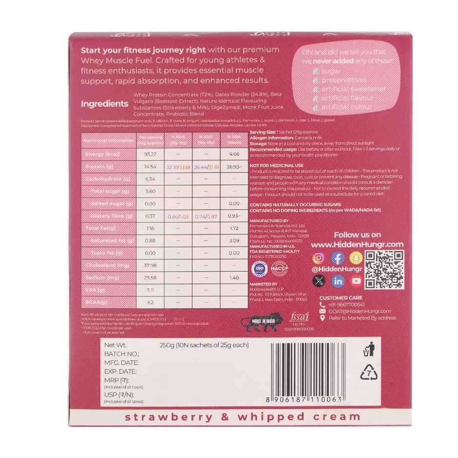 Whey Protein with Monk Fruit - Strawberry & Whipped Cream (Pack of 10N Sachets)