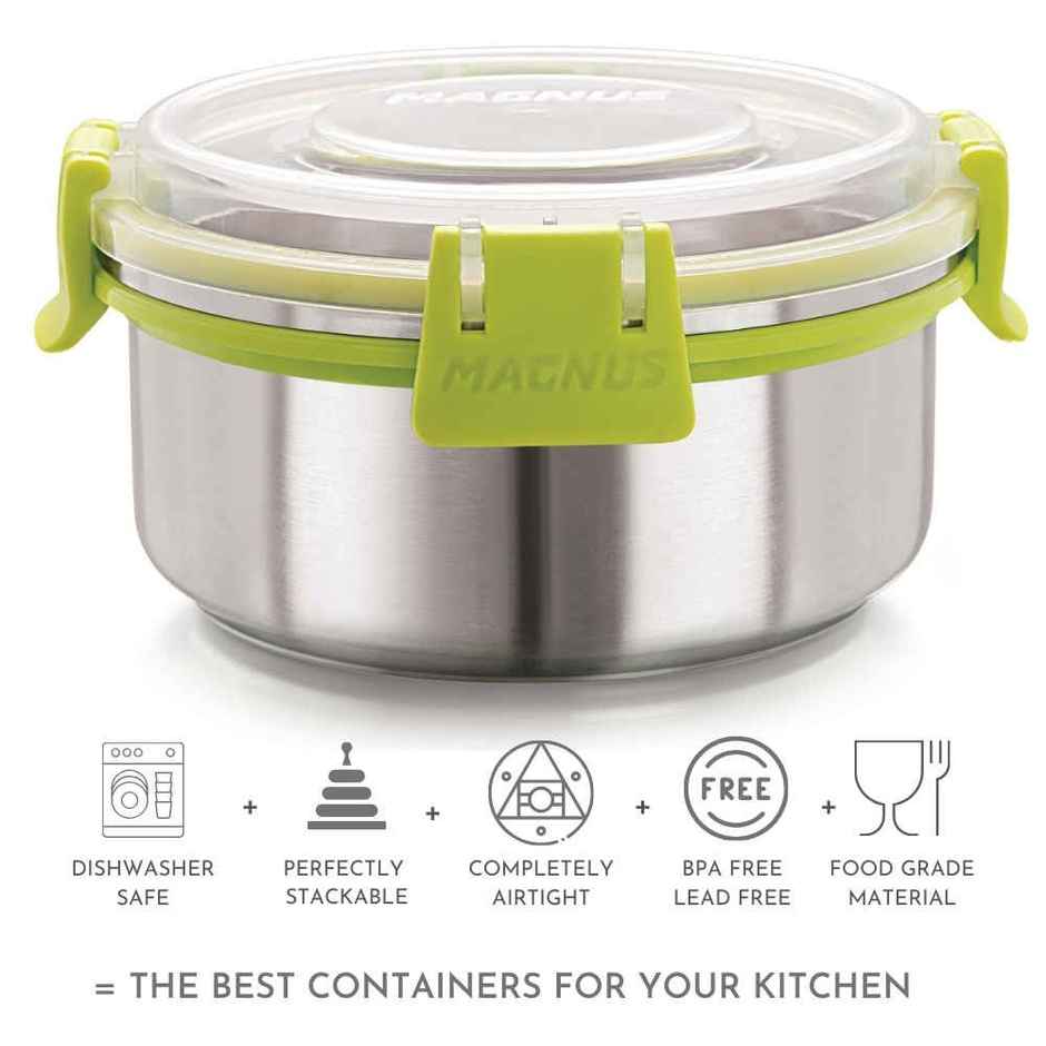 Magnus Klip Lock Stainless Steel Container- 450 ml