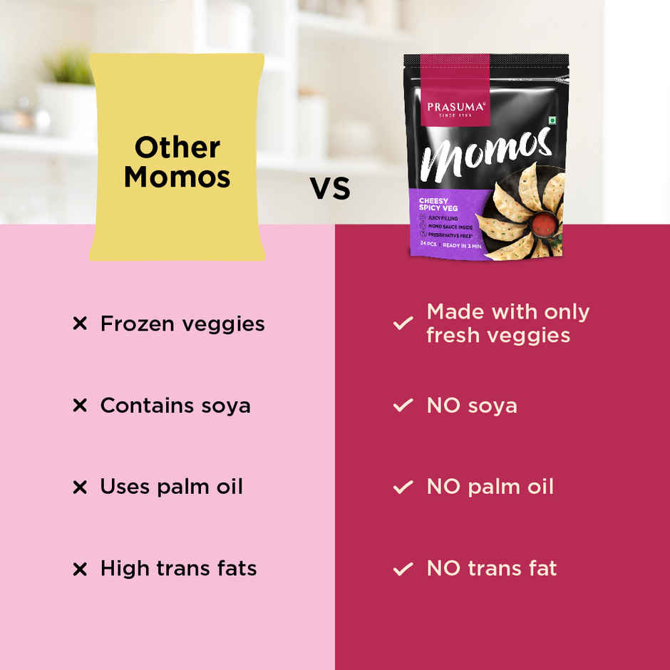 Prasuma Momos Cheesy Spicy Veg(24pc) & Prasuma Momos Original Chicken(24pc) Combo