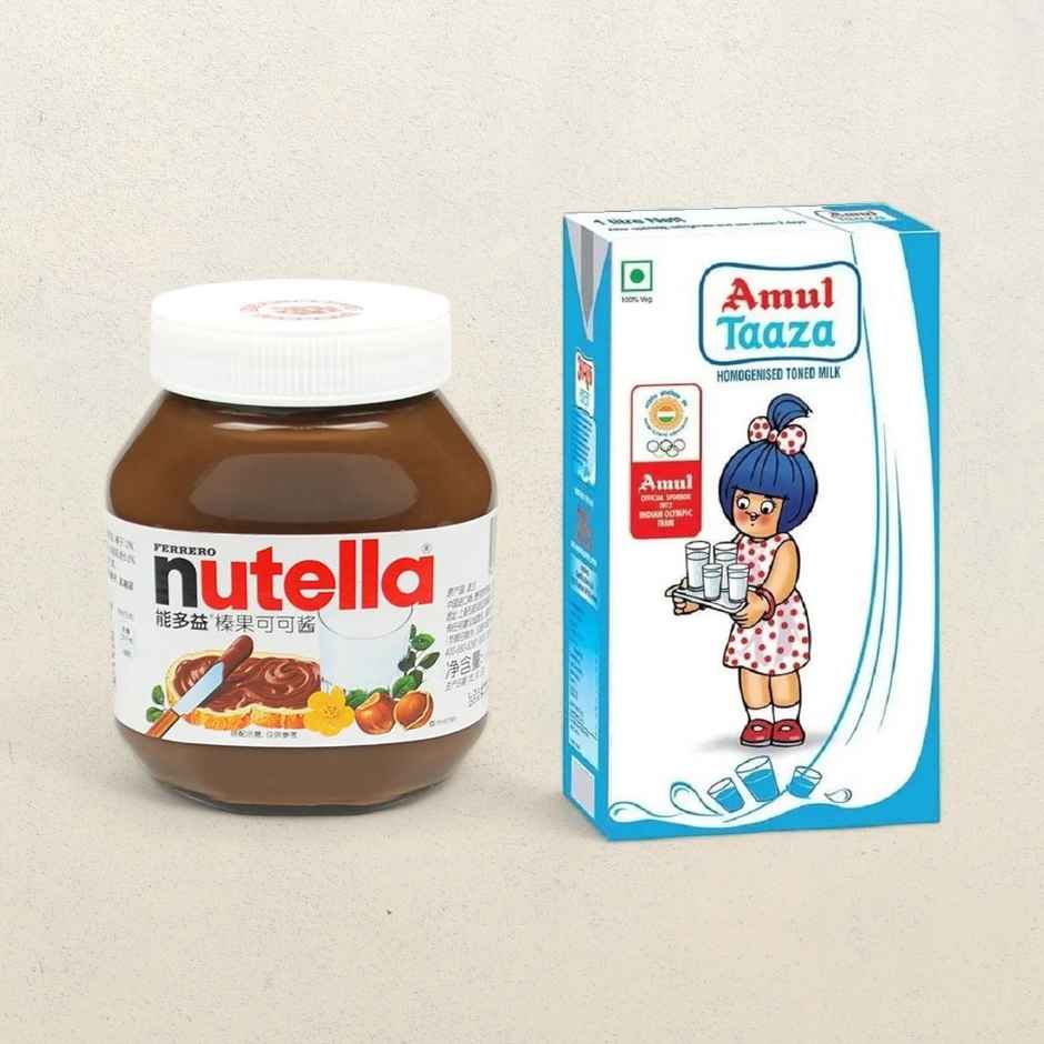 Ferrero Nutella Hazelnut Spread(180gms) & Amul Taaza Toned Homogenised Milk(1l) Combo