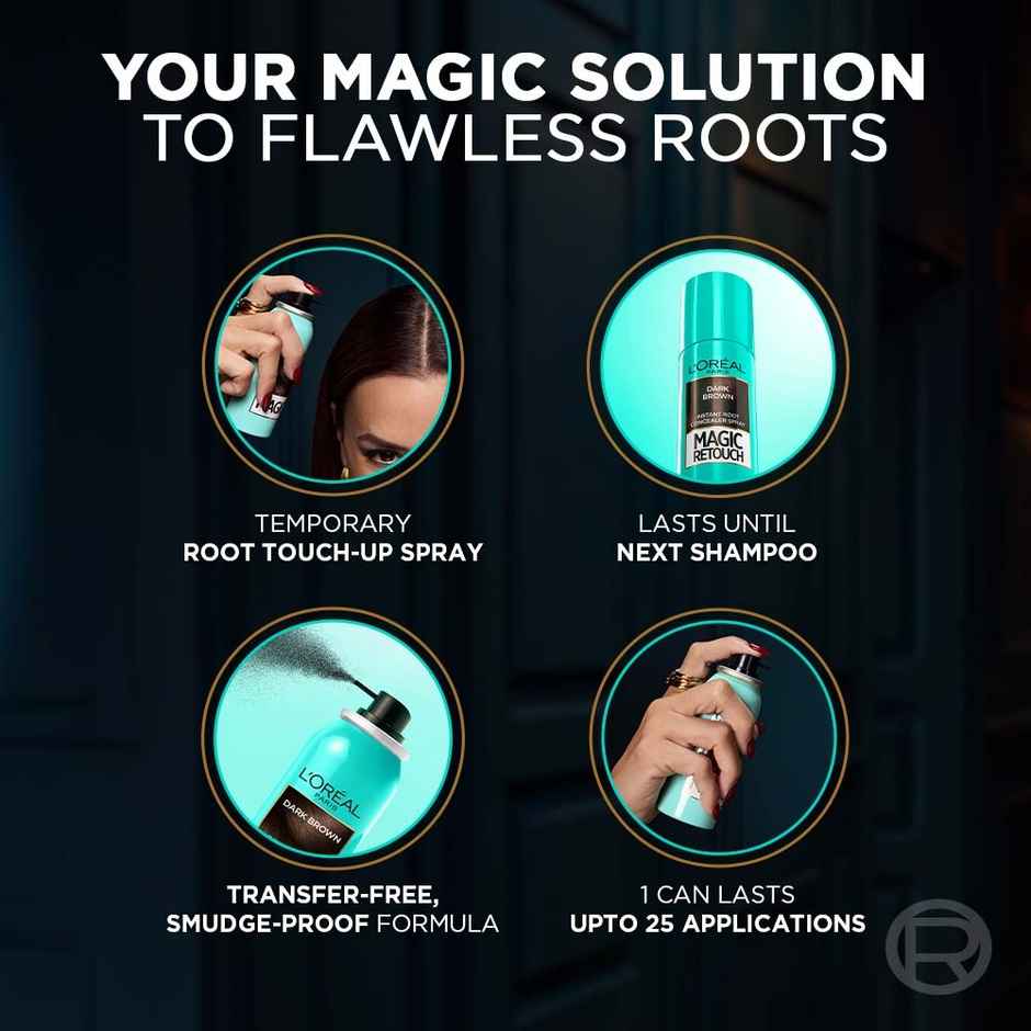 L'Oreal Paris Magic Retouch Root Touch Up Hair Colour Spray, 2 Dark Brown