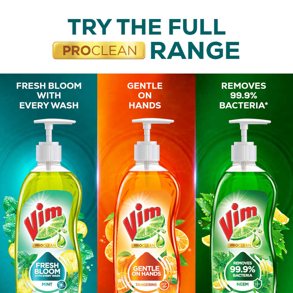 Vim Proclean 100% Plant-Based Actives Tangerine Freshness Dishwash Liquid