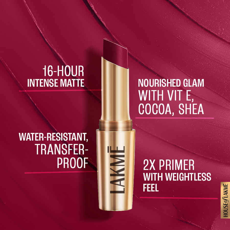 Lakme 9To5 Powerplay Priming Matte Lipstick - Red Velvet