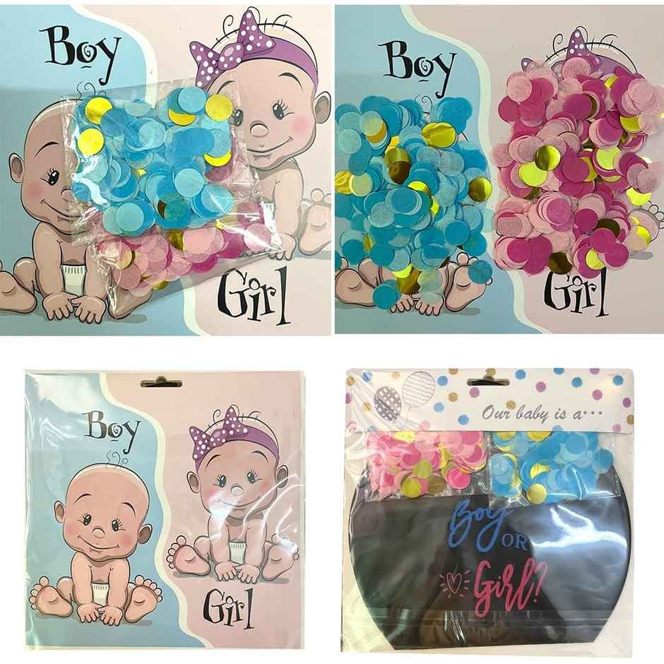 Gender Reveal Party Balloon With Confetti Latex Boy Or Girl Balloon For Baby Shower Party | Chrome
