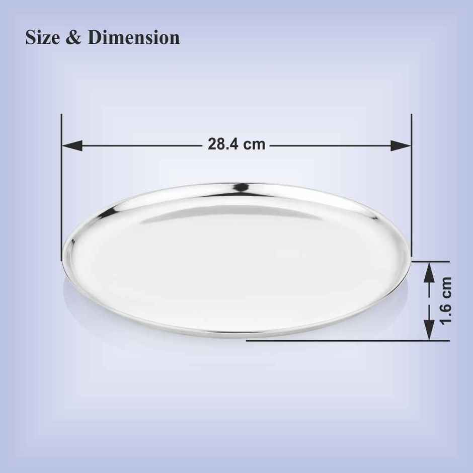 Steelera Stainless Steel Shallow Lunch / Dinner Plate | Food Safe | 28 cm