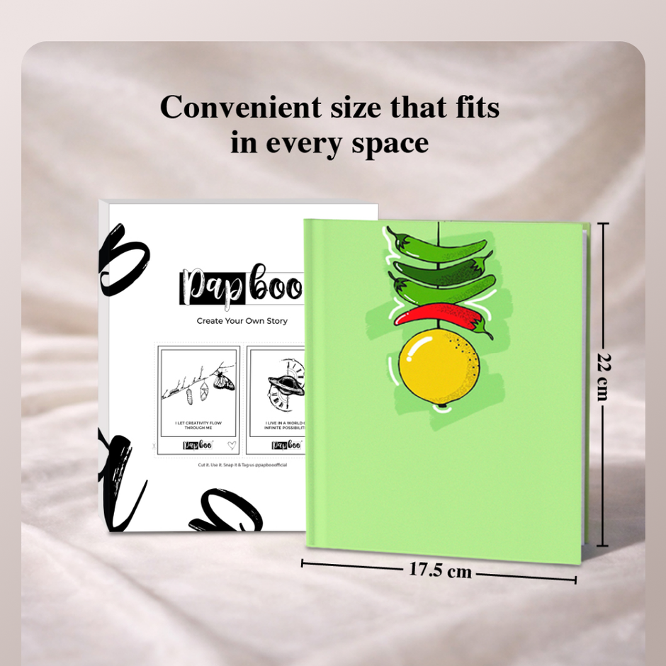 Papboo Nimbu Mirchi Hardbound Notebook Diary, (22 X 17.5 Cm), 80 Gsm, 140 Pages