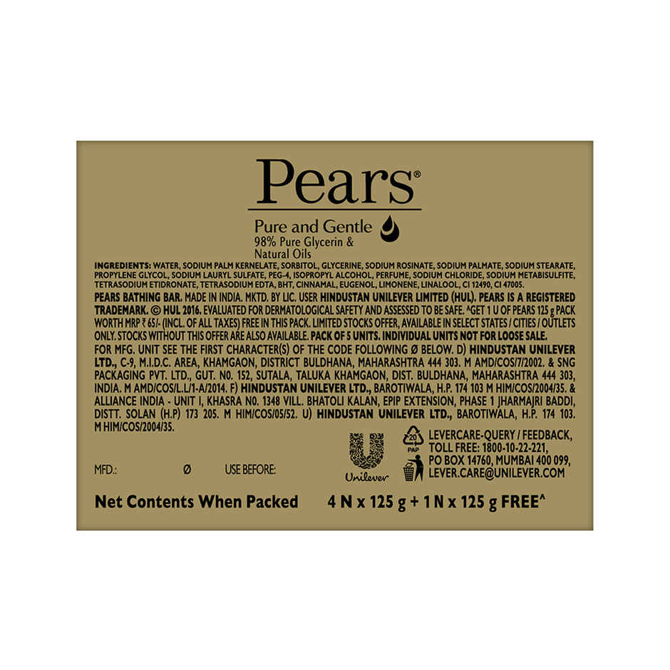 Pears Moisturising Bathing Bar Soap with Glycerine Pure & Gentle - For Golden Glow