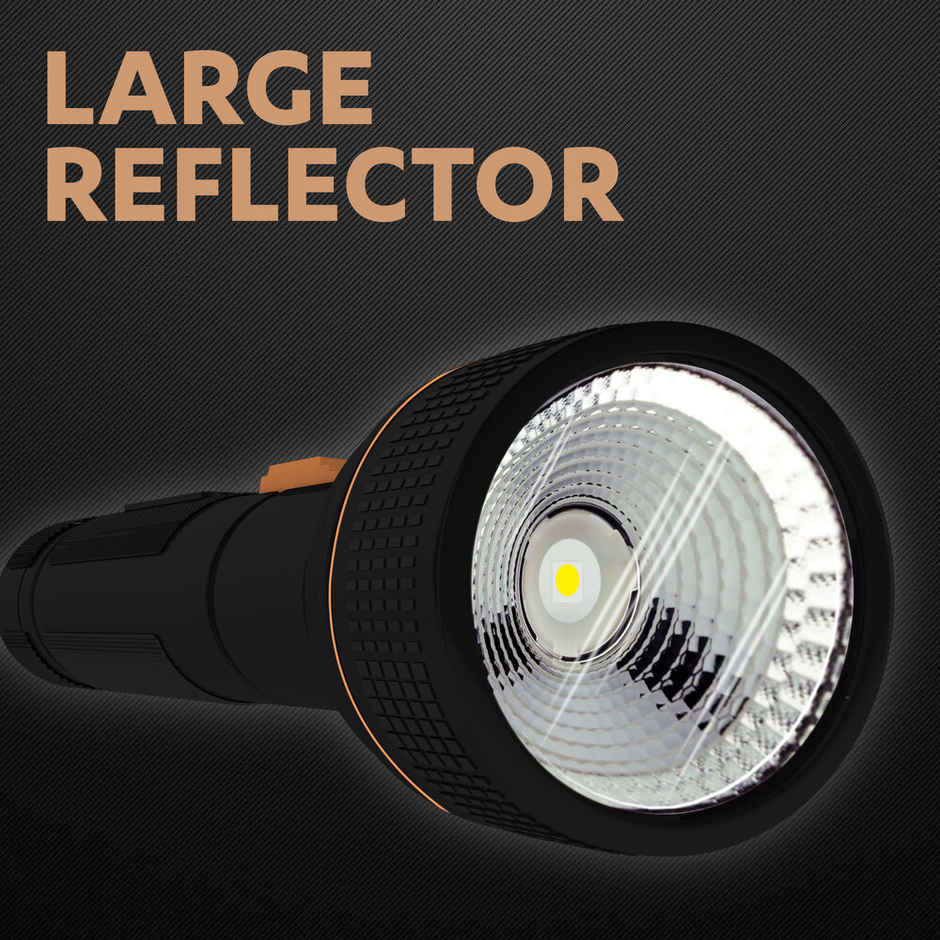 Duracell LED Torch Light | Super Bright | 12000 LUX | Ultra-Light & Large Reflector | 3AA Batteries | Black