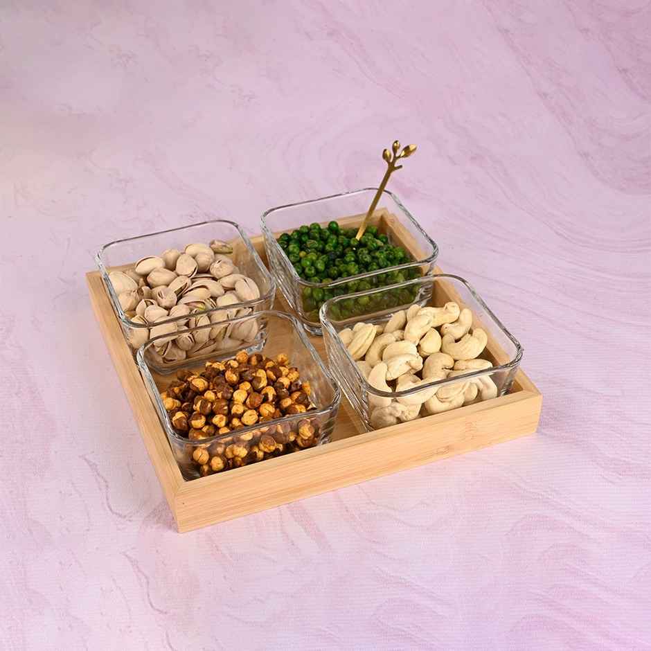 Sanjeev Kapoor Bahamas Bowl & Tray Set 4X270 Ml - Set Of 5 Pcs