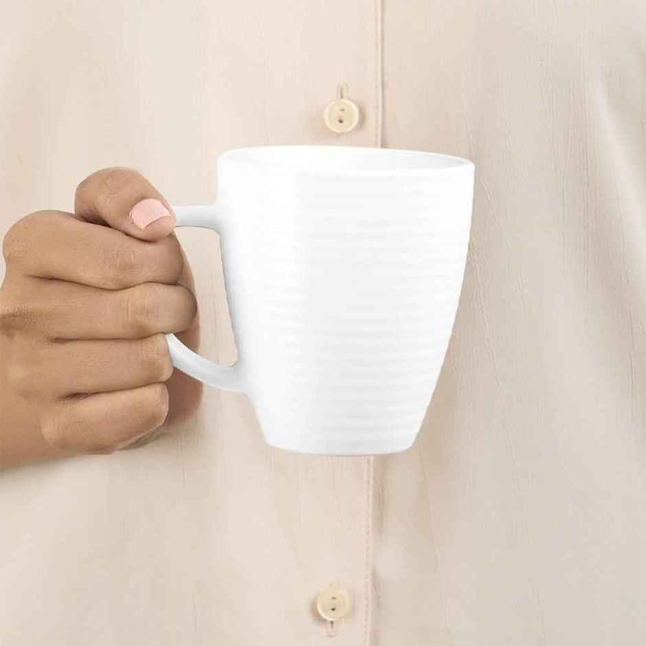 Larah By Borosil Orbit Opalware Set Of 2 Tea/Coffee Mugs, 240Ml Each, Microwave & Dishwasher Safe