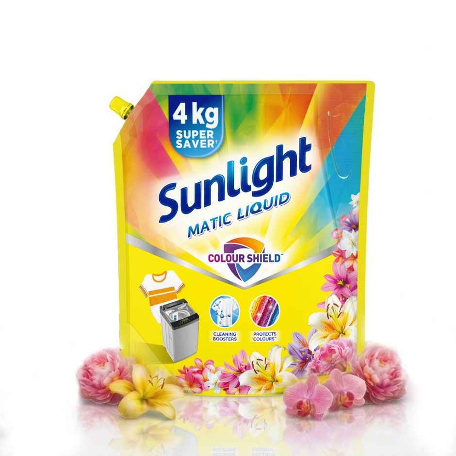 Sunlight Matic Liquid Detergent with Colour Shield | 4KG Super Saver Laundry Detergent