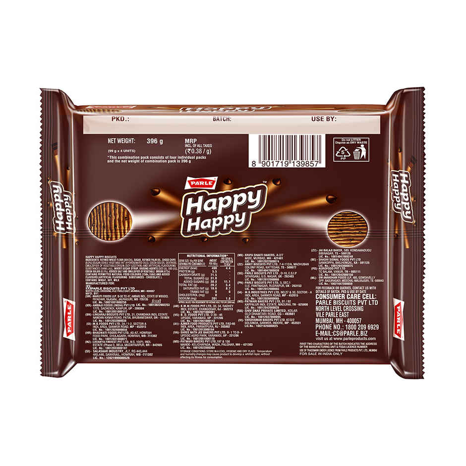 Parle Happy Happy Choco Chip Cookies | Sweet & Crunchy