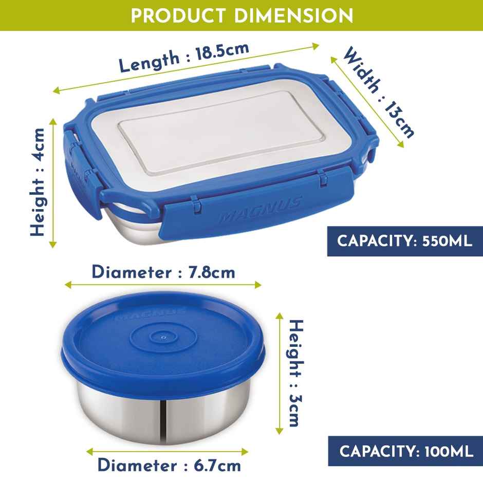 Magnus Bolt Deluxe Storage Container 550 ml +100 ml | Airtight Lid & Detachable Lock