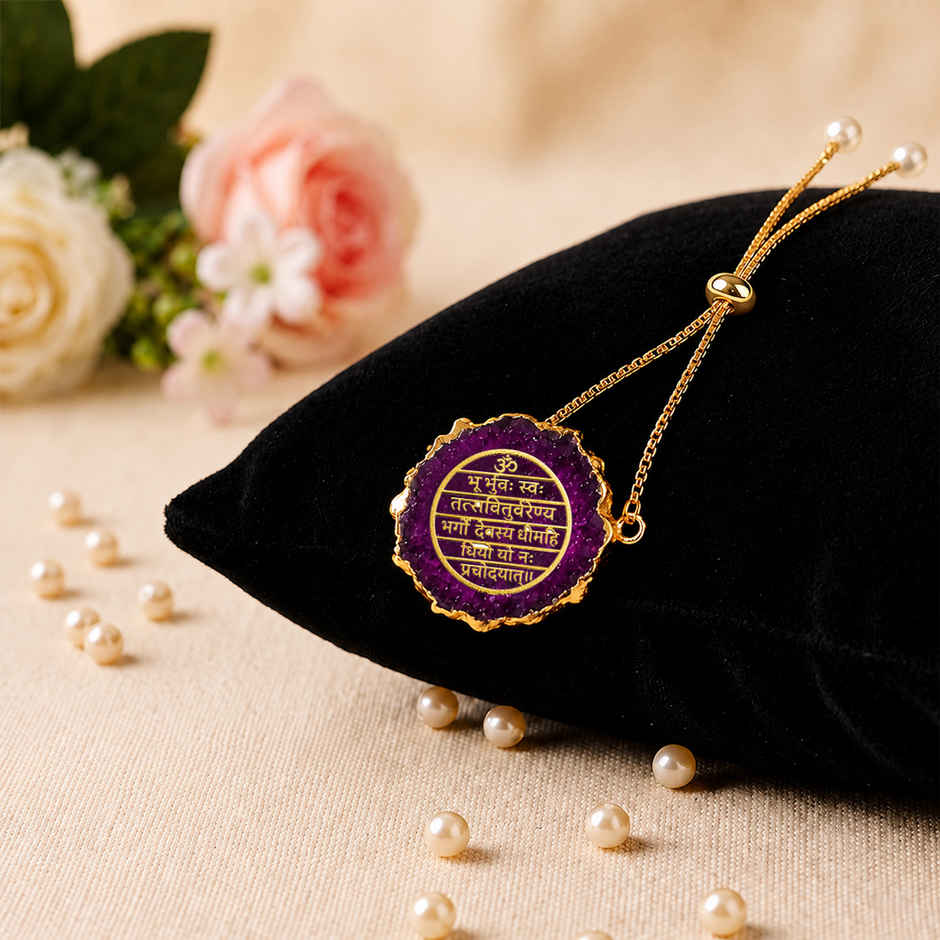 Navin Adjustable Chain String Rakhi with Mantra Charm | Violet | Bracelet | Pack of 1 | Cycle Pure
