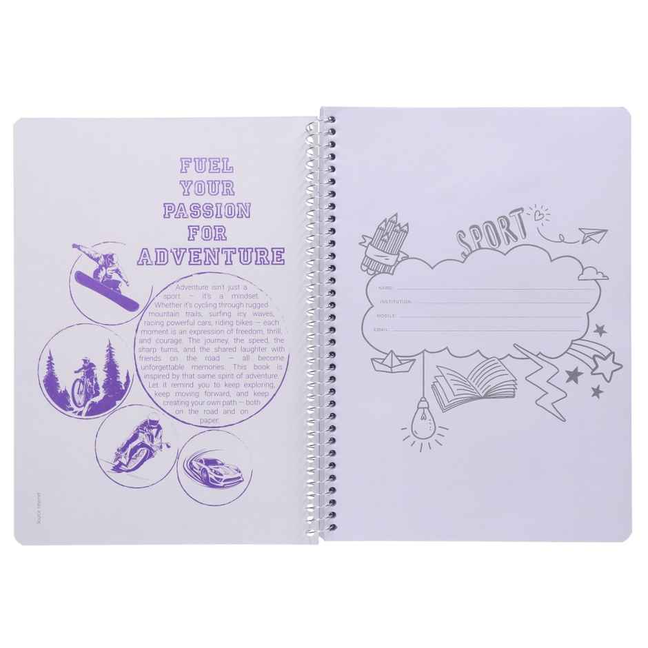 Navneet Youva Spiral Bound Unruled Long Notebook | 300 Pages | A4 size | Design & Colour May Vary
